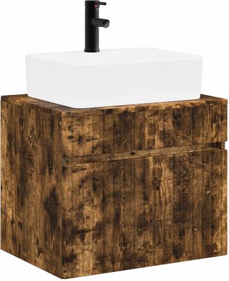 vidaXL Juego De Muebles De Ba&ntilde;o Roble Ahumado Madera De Ingenier&iacute;a Vidaxl