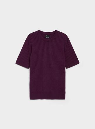 Le 31 Mens Twisted-cable short-sleeve sweater