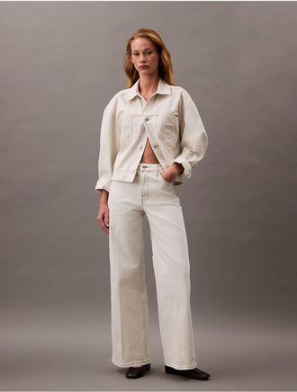 Calvin Klein Jeans Calvin Klein Womens Ultra High Rise Wide Leg Jeans - White - 24W x RL