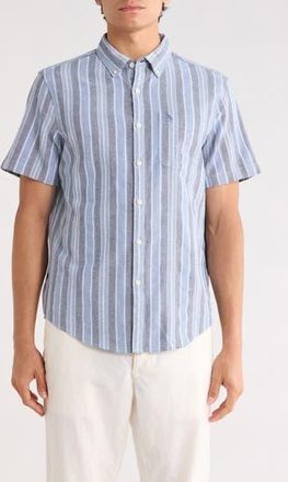 Original Penguin Stripe Cotton Button-Up Shirt in Copen Blue at Nordstrom Rack, Size Xx-Large