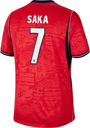 Nike Bukayo Saka England National Team 2026 Stadium Away Nike Mens Dri-FIT Soccer Jersey in Red | NN203947726-ENG