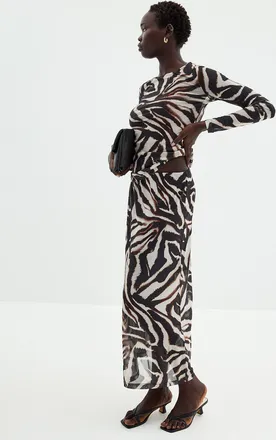 2nd Day Womens Zebra mesh round-collar top