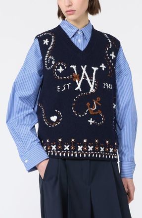 Max Mara Cacao Virgin Wool Sweater Vest in Ultramarine at Nordstrom, Size X-Large