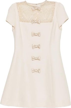 Valentino Lace-panelled Bow-detail Mini Dress