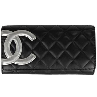 Chanel Black Leather Long Wallet (Bi-Fold) (Pre-Owned)