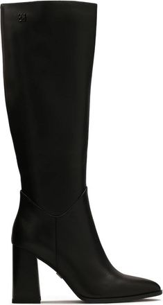 Kazar Minimalistische zwarte zachte leren laarzen - Dames - Laarzen met Hak - Zwart - 37 EU - Leer - Schoenen