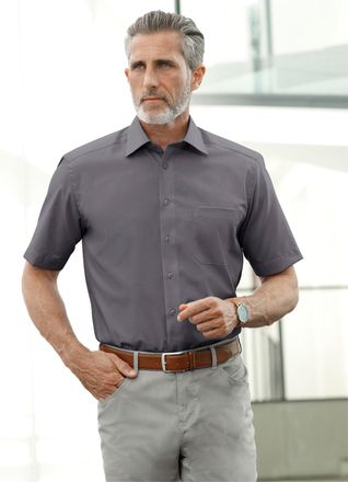 Marco Donati Langarmhemd MARCO DONATI, Herren, Gr. 39/40, Normalgr&ouml;ssen, grau (anthrazit), 100% Baumwolle, unifarben, klassisch, Hemden Langarmhemd