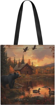 Generic Bear Lake Duck Tote Bag for Women Men Shoulder Bags Purses Pouch Handbags