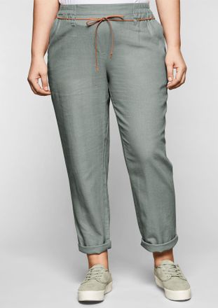 Sheego Schlupfhose SHEEGO, Damen, Gr. 40, Normalgr&ouml;ssen, braun (eukalyptus), 55% Leinen, 45% Viskose, unifarben, Hosen Schlupfhose