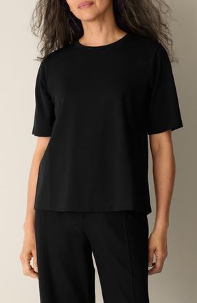 Eileen Fisher Crewneck Relaxed T-shirt in Black at Nordstrom, Size Xx-Small