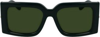 Ferragamo Prisma 55mm Modified Rectangular Sunglasses in Dark Green at Nordstrom