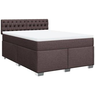vidaXL Vidaxl - Cama Box Spring Con Colch&oacute;n Tela Marr&oacute;n Oscuro 140x200 Cm