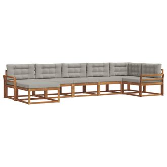 vidaXL Conjunto De Sof&aacute;s De Exterior 7 Pcs Gris Natural Y Claro Vidaxl