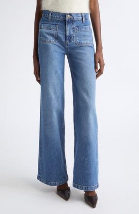 Ramy Brook Cleo High Waist Wide Leg Jeans in Mid Cerulean at Nordstrom, Size 28