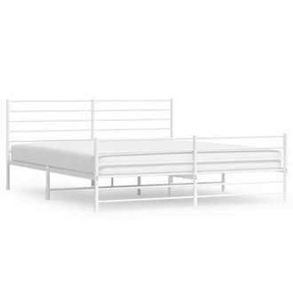 Berkfield Home Metal Bed Frame with Headboard & Footboard White 200x200 cm