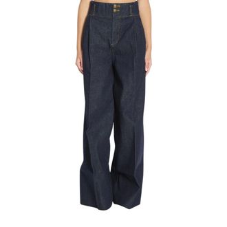 Zimmermann Wide Jeans, female, Blue, Size: L Blue Pleated Jeans with Gold Buttons