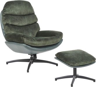 Beliani Beliani - Velvet Swivel Armchair with Footstool Single Base Mid-century Style Green Eide