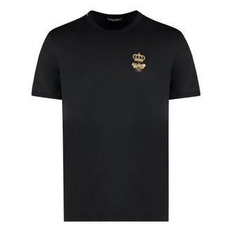 Dolce & Gabbana T-Shirts, male, Black, S, Cotton Crew-Neck T-Shirt
