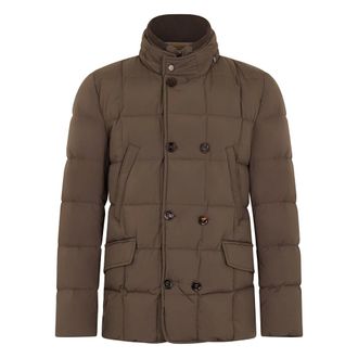 Moorer Jassen, Heren, Bruin, M, Polyester, Double-Breasted Gewatteerde Jas