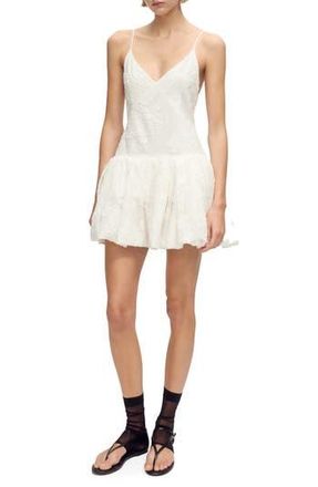 Mango Embroidered Bubble Minidress in White at Nordstrom Rack, Size 6