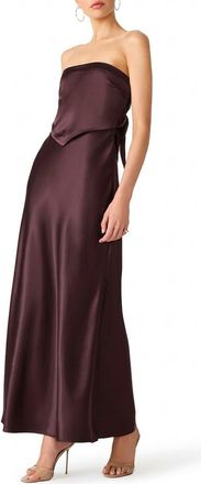 Steve Madden Elaia Satin Tie Back Strapless Dress in Deep Fig at Nordstrom, Size 10