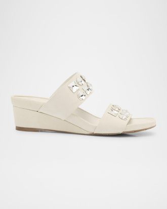 Pedro Garcia Wendy Demi-Wedge Swarovski Suede Sandals