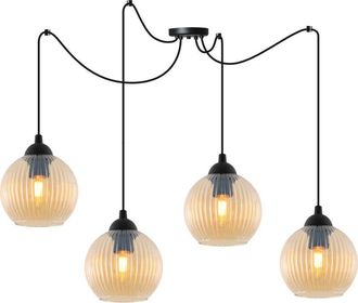 OEM L&aacute;mpara Colgante Riffle Spider Negra 4 L&aacute;mpara Plana De Miel E27