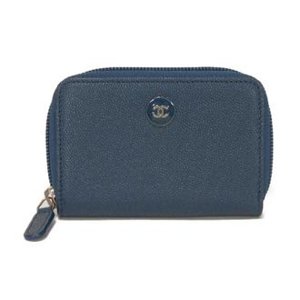 Chanel Navy Grained Calfskin Coin Purse/Coin Case (Pre-Owned)