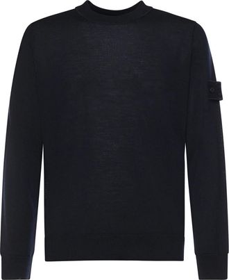 Stone Island Crewneck Wool Sweater With Logo