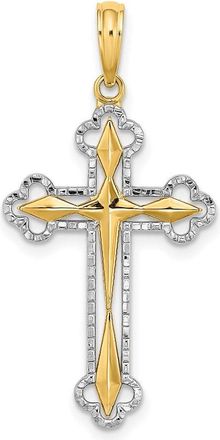 Diamond2Deal 14k Yellow Gold Rhodium Diamond-Cut Reversible Cross Charm