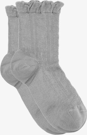 Ganni Grey Short Ruffle Socks in Frost Gray Size Medium/Large Womens