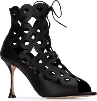 Manolo Blahnik Womens Stivali Heel Black Suede