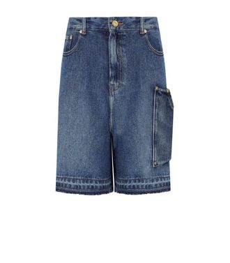 Ganni Blue Denim Bermuda Shorts