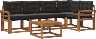 vidaXL Conjunto De Sof&aacute;s De Exterior 6 Uds. Natural Y Negro Vidaxl