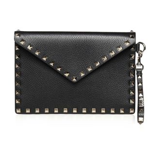 Valentino Garavani Clutches, female, Black, Size: ONE SIZE Medium Flat Pouch