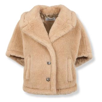 Max Mara Faux Fur & Shearling Jackets, female, Beige, Size: M/L Corvino Cape