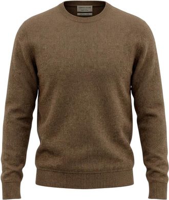Roberto Collina Trui met ronde hals - Heren - Ronde hals truien - Bruin - XL - Truien & Vesten