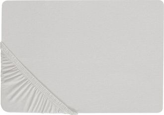 Beliani S&aacute;bana De Algod&oacute;n Gris Claro 160 X 200 Cm Ajustable Bordes El&aacute;sticos S&oacute;lido Janbu