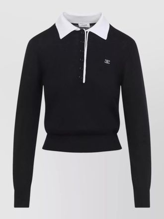 Celine knit polo sweater contrast collar design