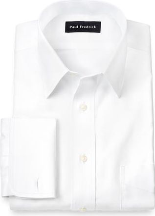 Paul Fredrick Tailored Fit Non-iron Cotton Pinpoint Point Collar French Cuff Dress Shirt in White at Nordstrom, Size 15.5 - 32