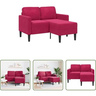 vidaXL Chaise longue - Divano 2 Posti con Chaise longue a L Rosso Vino 125 cm Velluto