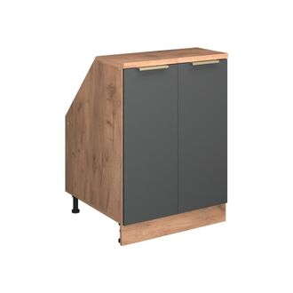 Vicco Armario De Cocina Para Techo Inclinado R-line, Antracita-oro, 60 Cm Con 2 Puertas, 60 Cm De Profundidad, Vicco