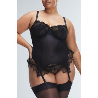 Savage x Fenty Loveline Undewire Basque in Black Caviar at Nordstrom, Size Medium