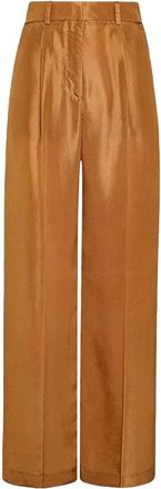 Forte_Forte Wide Broeken - Dames - Wijde Broeken - Bruin - 3XL - Broeken