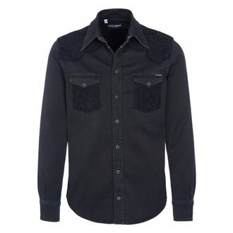 Dolce & Gabbana Casual Shirt - Heren - Overhemden - Zwart - Maat: L Denim