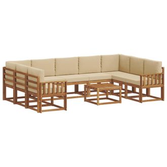 vidaXL Conjunto De Sof&aacute;s De Exterior Con Coj&iacute;n 10 Pcs Natural Y Beige Vidaxl