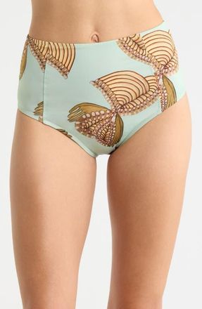 Ulla Johnson Zahara High Waist Bikini Bottoms in Water Blossoms at Nordstrom, Size X-Large