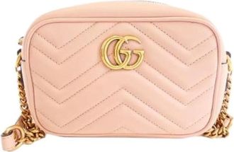 Gucci Pre-owned Cross Body Bags, female, Pink, Size: ONE SIZE Pre-owned GG Marmont Leather Shoulder Bag