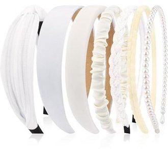 OEM Conjunto De Diademas Para Mujer - Set De 7 Piezas - Varios Estilos - Adornos De Perlas - Pl&aacute;stico - Apto Para Ni&ntilde;as Y Mujeres - Azul