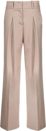 PESERICO dart-embellished twill wide-leg trousers - women - Acetate/Cupro/Polyamide/Elastane/Virgin Wool/Viscose - 46 - Brown